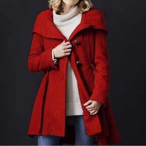 NWT Steve Madden Red Hooded Belted Trench Coat Woman’s Size L (Read All)Peacoat
